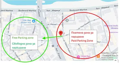 a map of the firebreaking zone at Kapana Garden - 4 persons luxury apartment in Plovdiv