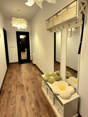 a bedroom with a bunk bed in a room at Kapana Garden - 4 persons luxury apartment in Plovdiv