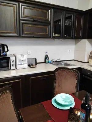 a kitchen with a table with a plate on it at Ski point in Pamporovo