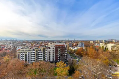 a view of a city with buildings and trees at Convenient Studio with great view over Plovdiv in Plovdiv