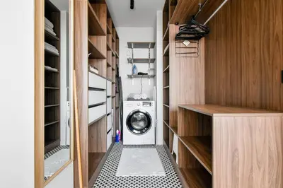 a laundry room with a washer and dryer at View, Location, High End Interior, Lift, AC in Sofia