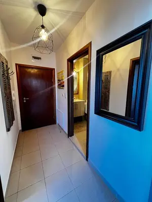 a hallway with a door and a mirror at BANSKO Deluxe Apartment Belvedere - 350m SkiLift in Bansko