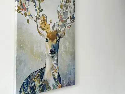 a painting of a deer with antlers on its head at Cozy Central 1BD Apartment in Sofia