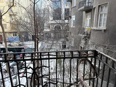 a view of a snow covered street with buildings at New top center cozy 3 bedroom apartment in Sofia