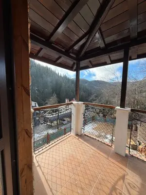 a balcony with a view of the mountains at Happy House Progled in Progled