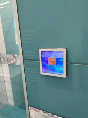 a computer monitor on a wall in a bathroom at Green view 180 in Troyan