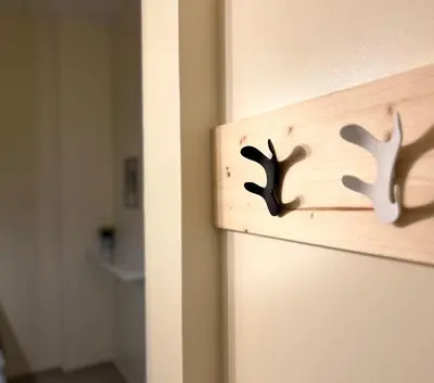 a door with two reindeer decals on it at Flower home 4 in Sofia