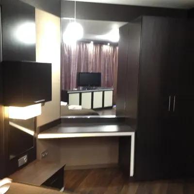 a room with a desk with a mirror at Studio Mountain Dreams Deluxe in Sapareva Banya