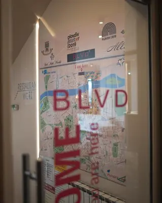 a wall with a map of the united states at Hotel BLVD 7 in Plovdiv