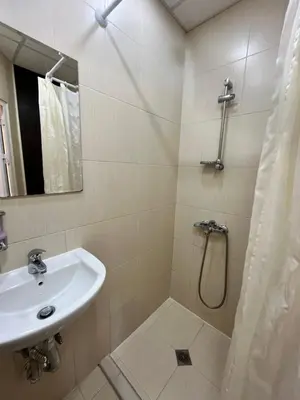a bathroom with a sink and a shower at Guesthouse Zornitsa in Hisarya