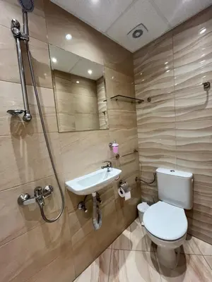 a bathroom with a toilet and a sink at Guesthouse Zornitsa in Hisarya