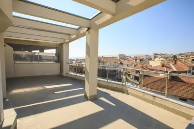 a balcony with a view of the city at Sundance Apartments in Sandanski