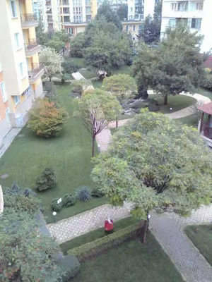 an aerial view of a park with trees and buildings at Alex Apartment Sofia in Sofia