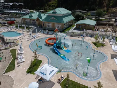 an aerial view of a pool at a water park at Hot Springs Medical and SPA in Banya