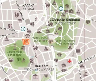 a map of the city of krakolis at Roman Stadium Apartments in Plovdiv