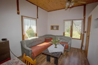 a living room with a couch and a table at Вила Бойковец in Boykovets
