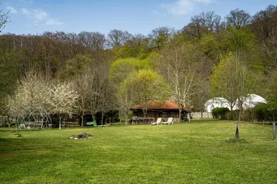 a house in the middle of a field at Бунгала Дара in Kalofer