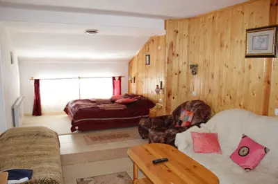 a living room with a bed and a couch at Hotel Elitza in Pamporovo