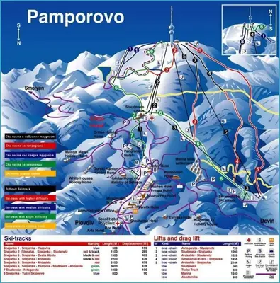 a map of the panorama of a snowy mountain at Elitza Villa in Pamporovo