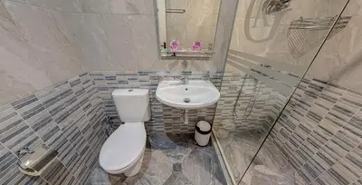 a bathroom with a toilet and a sink at Grami Hotel in Bansko