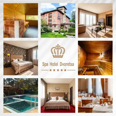 a collage of photos of spa hotel durham at Spa Hotel Dvoretsa in Velingrad