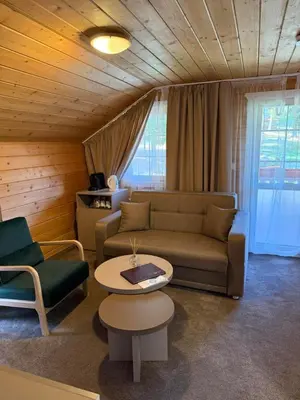 a living room with a couch and a table at Alpin Borovets, Алпин Боровец in Borovets