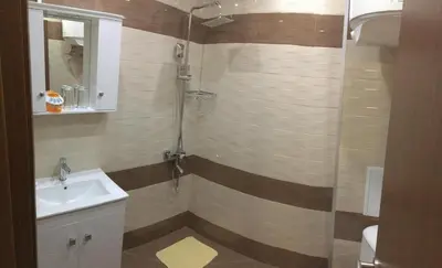 a bathroom with a shower and a sink at Apartment Park Sveti Vrach in Sandanski