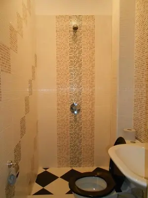 a bathroom with a shower with a toilet and a sink at Orient Express Guest House in Sofia