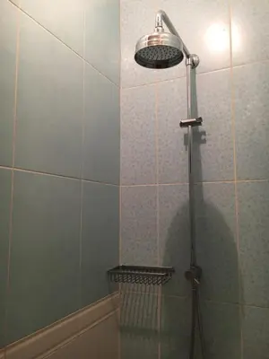 a shower with a shower head in a bathroom at Orient Express Guest House in Sofia