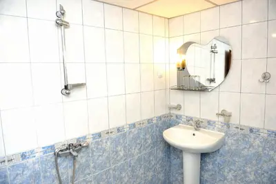 a bathroom with a sink and a mirror at Guest House Mavrudieva in Koprivshtitsa