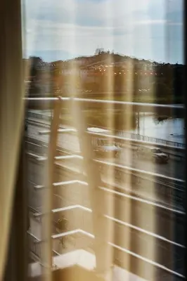 a view of a highway from a window at Family Hotel Gerdjika in Plovdiv