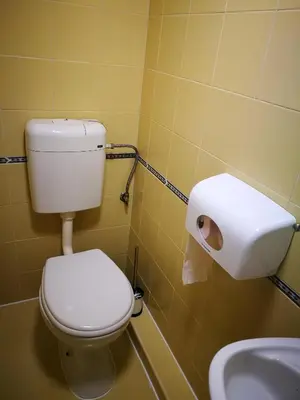 a bathroom with a toilet and a sink at Hotel Paradise in Sofia
