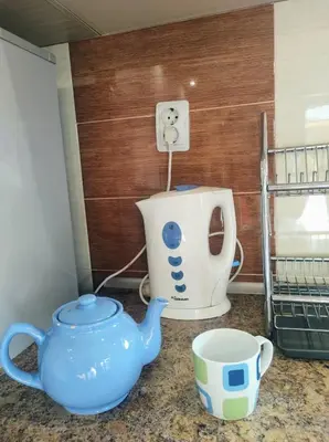 a coffee maker and a tea kettle on a counter at Holiday Home Veli in Sapareva Banya