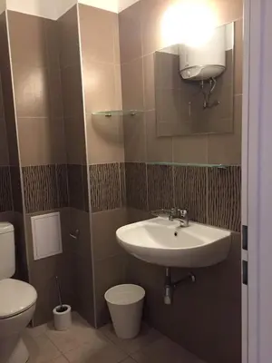 a bathroom with a sink and a toilet at Студия Давидов 