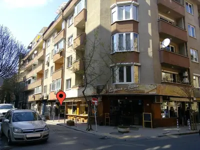 a car parked in front of a building at Art31 in Sofia