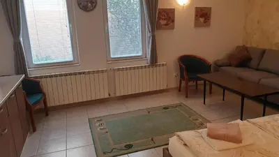 a living room with a couch and a table at Andro Apartments in Sofia