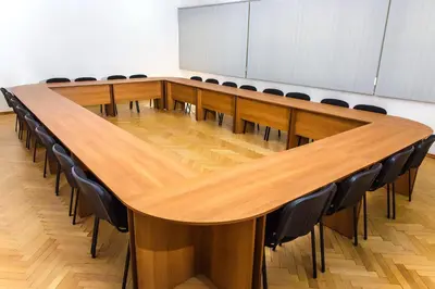 a large conference room with a large table and chairs at Hotel Intelcoop in Plovdiv