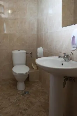 a bathroom with a toilet and a sink at Family Hotel Pautalia in Sandanski