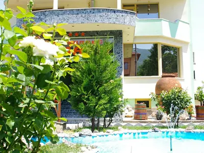 a house with a swimming pool in front of it at Complex Diana in Cherven