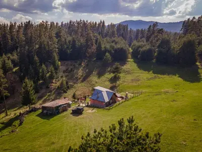 an aerial view of a house in a field at Tolem in Borino