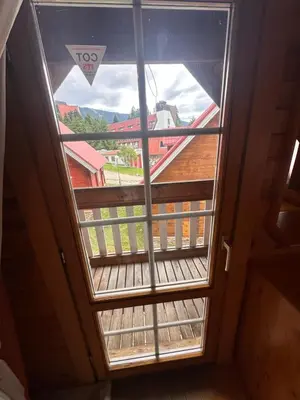 a view from a window in a room at Alpine ski chalet Borovets with sauna in Borovets