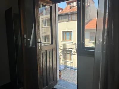 an open door with a view of a building at Vel House in Plovdiv