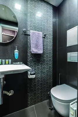 a bathroom with a toilet and a sink and a mirror at Champs-Élysées Sofia 2-BDR, 2-BTHR Tsar Simeon Suite by Flat Mаnager in Sofia