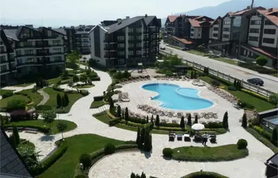 an aerial view of a resort with a swimming pool at Aspen golf studio apartment D208 in Razlog