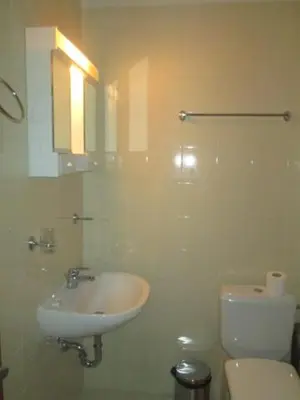 a bathroom with a sink and a toilet at Gramadeto Complex Alexander Services Apartments in Bansko