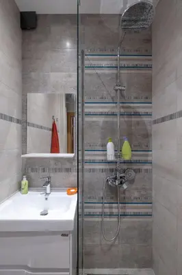 a bathroom with a sink and a shower at Two Bedroom Apartment Near to Doctors Garden in Sofia