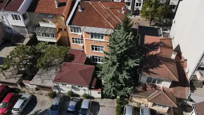 an overhead view of a city with houses at Primavera 2 Hotel in Pazardzhik