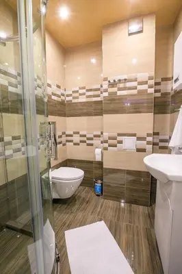 a bathroom with a toilet and a sink and a shower at Апартамент Радост Сандански in Sandanski