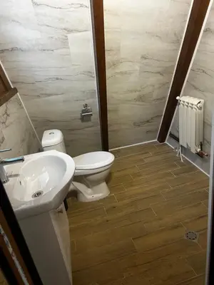 a bathroom with a toilet and a sink at Romantica Forest Guest House in Dospat