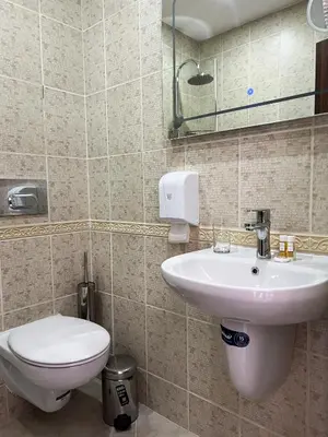 a bathroom with a white sink and a toilet at Clepsydra Residence in Plovdiv
